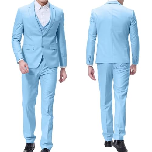 Mens 3 Pieces Classic Suit Wedding Blazer Grooms Jackets Vests Pants Suits2