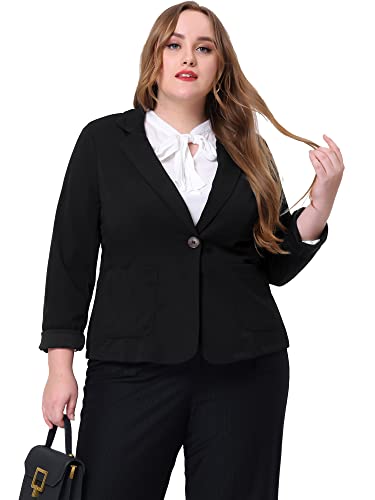 Agnes Orinda Plus Size Blazer for Women Work Jacket Notch Lapel Buttons Front Blazers Jackets 20243