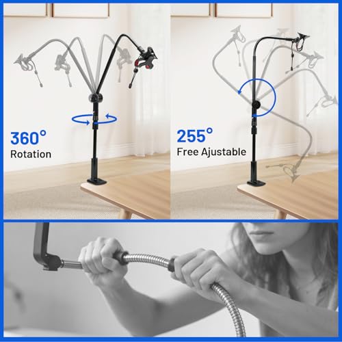 Image of CPAP Hose Holder for Bed - Adjustable CPAP Stand, Tangle-Free Hose Lift, Prevent Blockage and Leakage, Easy Setup, Bedside & Travel Use, No Drilling (Black)