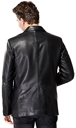 Men Leather Blazer Jacket Genuine Nappa Lambskin Single breasted Peak lapel Fully Lined4