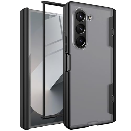 Coque de protection rigide antichoc pour Samsung Galaxy Z Fold 6 transparent noir