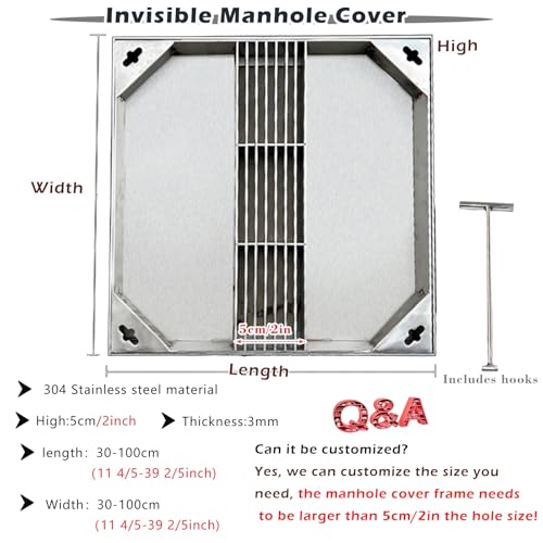 Grille de drainage de bassin de captage extérieur et couvercle de regard invisible - 3