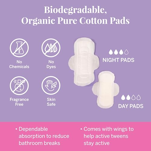Image of Pixie Organic Cotton Pads for Teens and Tweens, Mini and Regular, 112 Ct