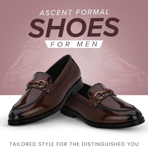 Image of STANPHORD Men Formal Loafer Shoes | Patent Faux Leather Slip-On | Cushioned Insole | Office Business Wedding Lightweight Dress Shoes (TPAL 8019)