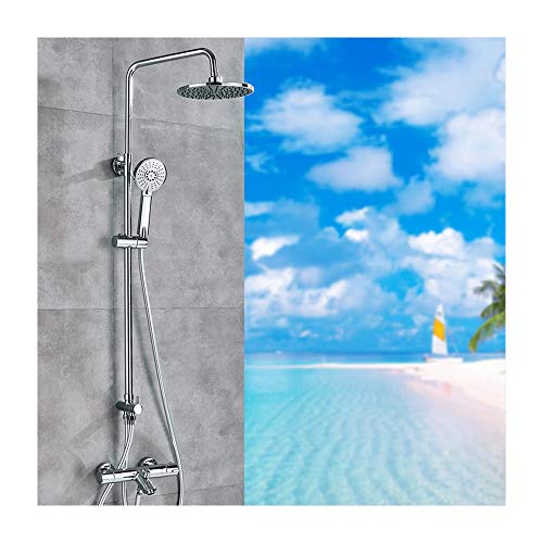 Colonne de douche thermostatique chromée 10 pouces avec mitigeur barre ajustable et inverseur