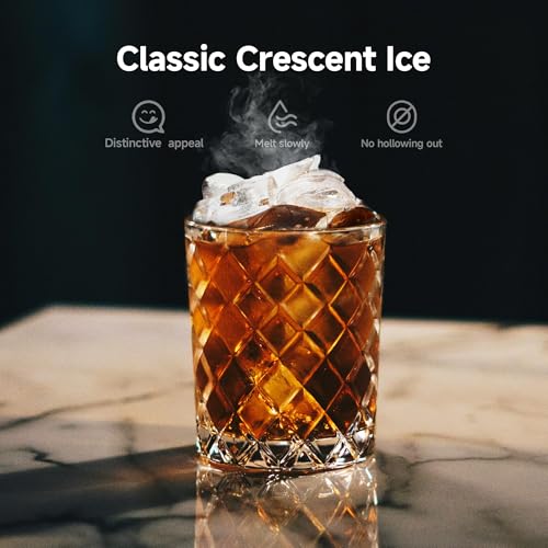 Image of EUHOMY Commercial Crescent Ice Maker Machine,Moon-Shaped Ice,100lbs /24H Stainless Steel Under Counter Ice Machine with 33lbs Storage Bin, Freestanding Crescent Ice Maker for Home /Bar /Cafe /Restaurant