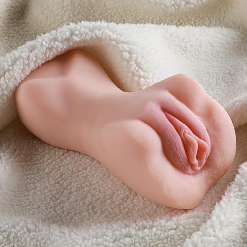 2 in 1 Male Masturbator, 700g Pocket Pussy with Realistic Mouth Textured Vagina and Tight Anus, Anal Play Pleasure Sex Toys for Men (Flesh Color, 6.3 inches)