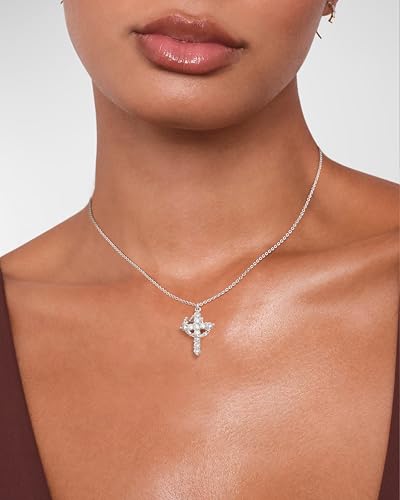 Cross Necklace for Women - Dainty Necklaces Trendy Small 14K Gold Plated Hypoallergenic Infinity Crown Cross Cubic Zirconia Pendant Box Rope Chain Necklace for Women Non Tarnish Jewelry Gift