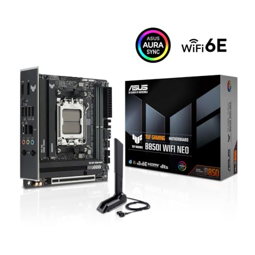 Image of ASUS TUF Gaming B850I WiFi NEO AM5 Mini ITX Motherboard, DDR5, DIMM Fit, WiFi 6E, 2.5Gb LAN, PCIe 5.0, 2X M.2, 2X USB-C, AI Cooling II, Pre-Mounted I /O Shield, SFF PC