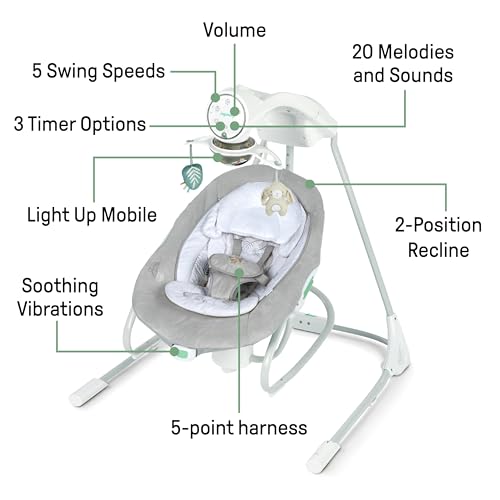 Ingenuity InLighten 5-Speed Baby Swing for Infant, Newborn to 9 Months - image 7