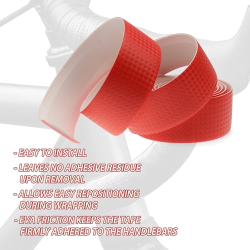 KINGOU Red Carbon Fiber PU Leather Road Bike Handlebar Tape Bicycle Wrap Tapes - 2PCS Per Set