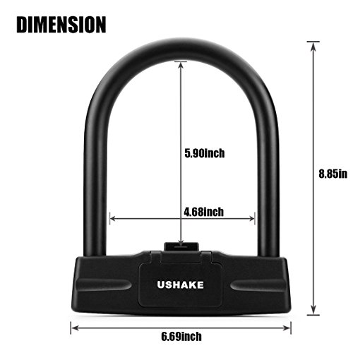 image for USHAKE Bicycles U Lock, Heavy Duty Bike Scooter Motorcycles Combinatio