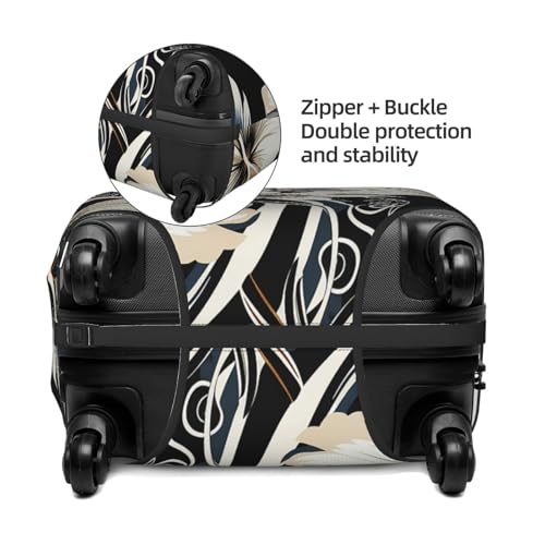 Travel Luggage Cover Black and white hawaiian flowers Suitcase Protector Elastic Washable Stretch Suitcase Protector Anti-Scratch Travel Suitcase Cover Fit 18-32 Inch Luggage3