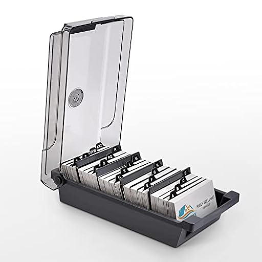 Senbaler Caja de Organizadora para Tarjetas de Visita,500 Tarjetas,Tarjeteros de Escritorio Transparente con 4 Tablas Divisorias y Pestañas de Índice A-Z (Gris) | Ya disponible en tu tienda friki favorita! En mundofriki.es!