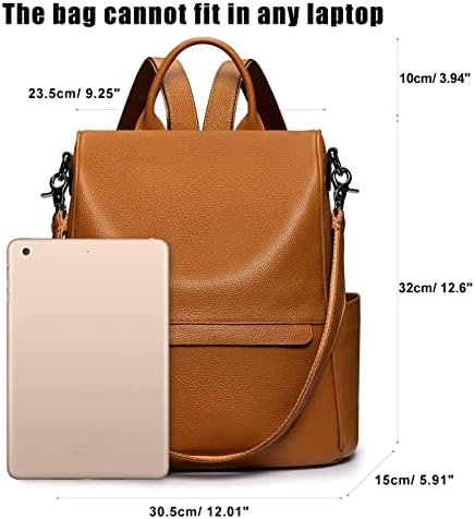 S-ZONE Women Genuine Leather Backpack Purse Anti-theft Travel Rucksack Convertible Shoulder Bag Medium