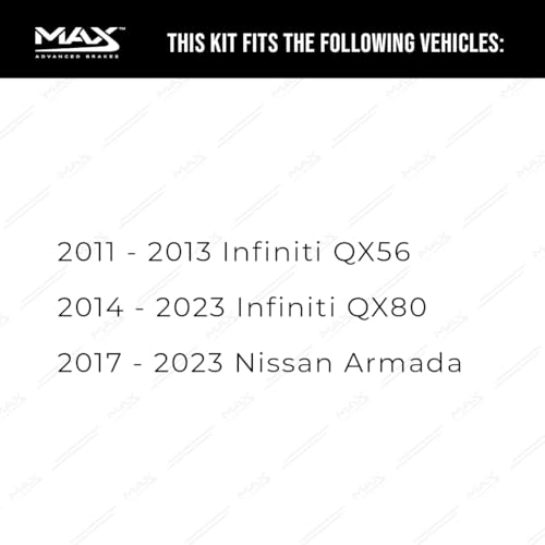 Image of Max Advanced Brakes Front & Rear Brake Kit Compatible With 2017 2018-2023 Nissan Armada Compatible With Infiniti QX80 Replacement Geomet Coated OE Disc Brake Rotors and Ceramic Brake Pads