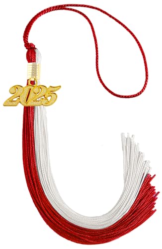 Image of Graduation Tassel 2025, Red and White Tassel 2025