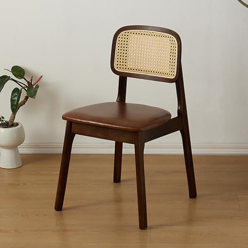 Sillas de comedor de ratán de madera con respaldo de bastón, diseño sin brazos para cocina, comedor, sala de estar, dormitorio
