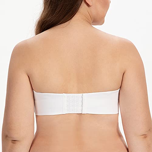 CASOLACE Women's Underwire Bandeau Minimizer Strapless Bras for Large Breasts White 40G - Image 2