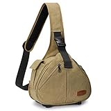 S-ZONE Canvas Camera Sling Bag DSLR Lens Anti-theft Backpack Shoulder Crossbody Case with Tripod Holder