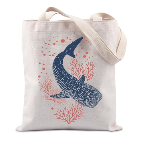TIIMG Whale Shark Lover Ocean Animal Shark Gift Ocean Protection Navigation Gift Hawaii Summer Beach Marine Tote Bag (One shark) by TIIMG - Used condition - US$13.33