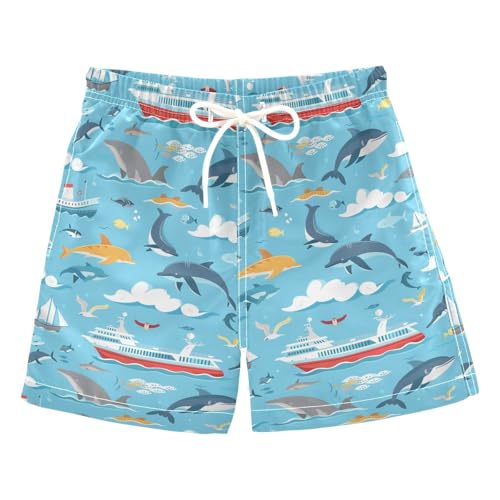 senya Boat Whale Boys Swim Trunks Toddler Shorts Swimwear Boardshorts