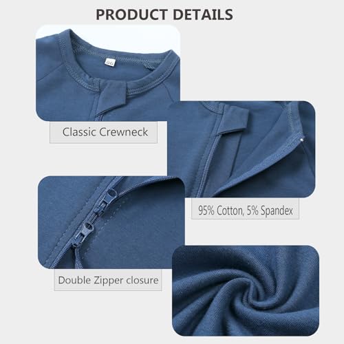 Feidoog Baby Boys 2Pack Rompers Summer Short Sleeve 2 Way Zipper One-Piece Romper Jumpsuit Sleep and Play3