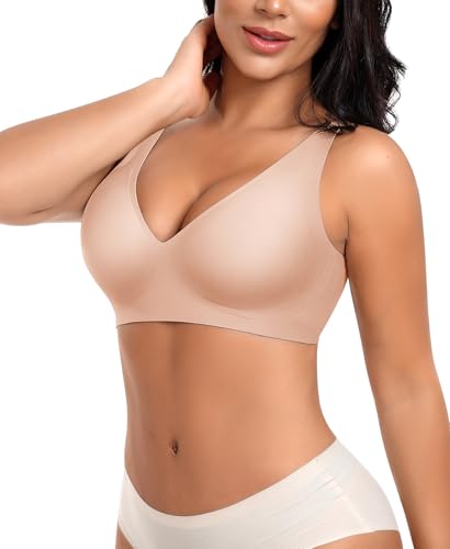 Image of Ganado Seamless Wireless Bras for Women No Underwire Bras Supportive Bralette Padded Comfort T Shirt Bra