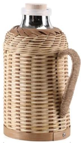 保温ポット テーブルポット 熱コーヒーカラフ 竹籐スリーブ割れない水熱ケトル絶縁温水コ コンパクト 真空 断熱 二重構造 広口 卓上 インテリア おしゃれ 直接ドリップ 飛散り防止 ーヒー茶用ホームオフィス 農場 家庭 キャンプ ダイニングルーム (B)