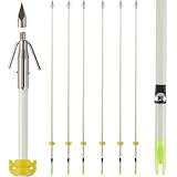 KEAUP 6 Pack 32 inch Bowfishing Arrows Luminous with Broadheads and Safty Slides Bowfishing Bow for Compound Bow Recurve Bow Fishing Hunting