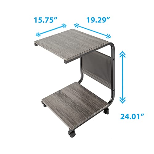 Image of Seville Classics Airlift Height Adjustable Mobile Rolling Laptop Cart Computer Workstation Desk, Table for Home, Office, Classroom, Hospital, w /Wheels, Black, Tilt w /Side Table (28 inch) (NEW Model)