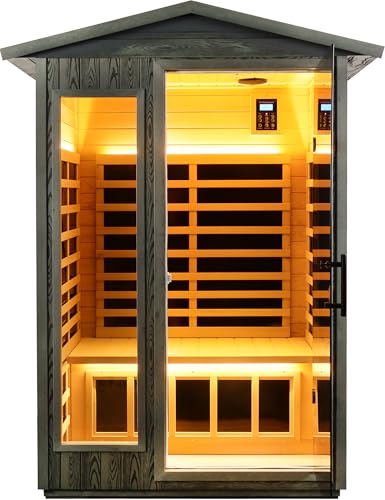 LTCCDSS Ultra-Low EMF Outdoor Sauna 2 Person, Carbonized Composite Wood