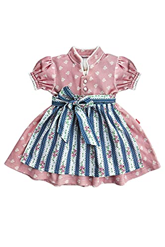 Mogo Baby - Mädchen Baby-Dirndl rosa mit Schürze blau, ROSA, 74/80