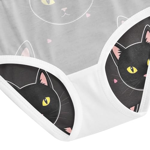 Toddler Girl Briefs, Black Cat Yellow Eyes Cotton Underwear Girls, 2T–8 Years4