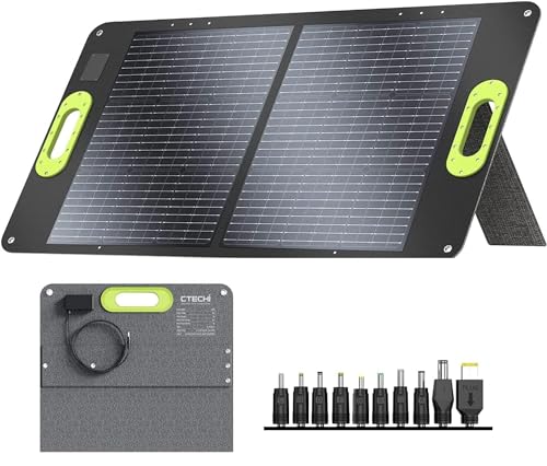 Panel solar portatil de 100W, kit de cargador placa solar plegable, resistente al agua IP67 para estación de energía, energía fuera de la red, aventuras al aire libre y emergencia
