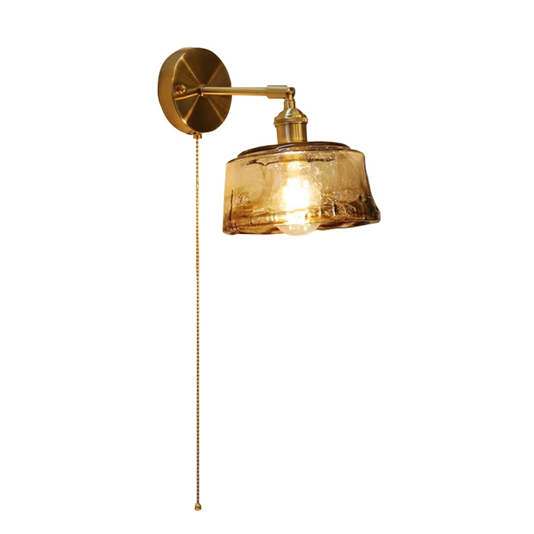 Applique da parete in stile industriale con interruttore, paralume in vetro creativo, lampada moderna con braccio regolabile, illuminazione in stile rustico vintage per camera da letto, soggiorno, lo