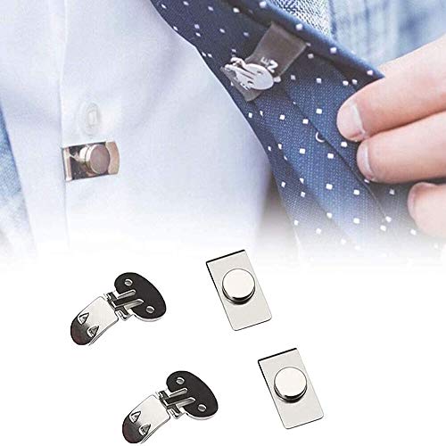 3/6 Pcs Invisible Magnetic Tie Stay - Men\'s Invisible Magnetic Automatically Fixed Tie Clip, Stainless Steel Magnetic Lapel Pin, Collar Bar Necktie Shirt Tie Clips Collar Stays Pin for Men (3pcs) - Thumbnail 2