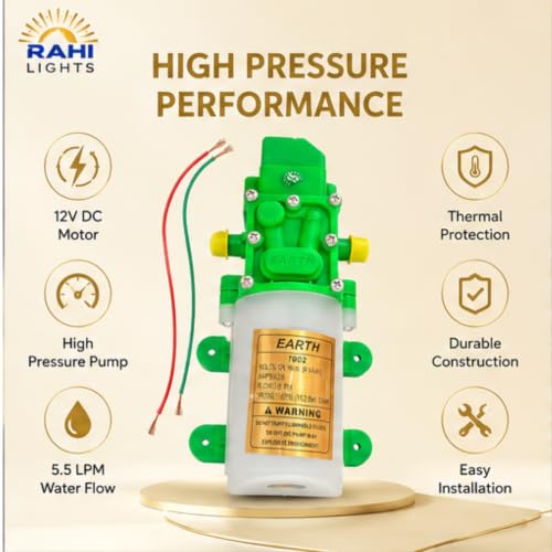 Image of 12V DC Diaphragm Water Pump for Battery Spray Pump, High Pressure Self Priming Motor, Agricultural Sprayer Replacement Pump, Thermal Protected (150 PSI | 7 LPM)