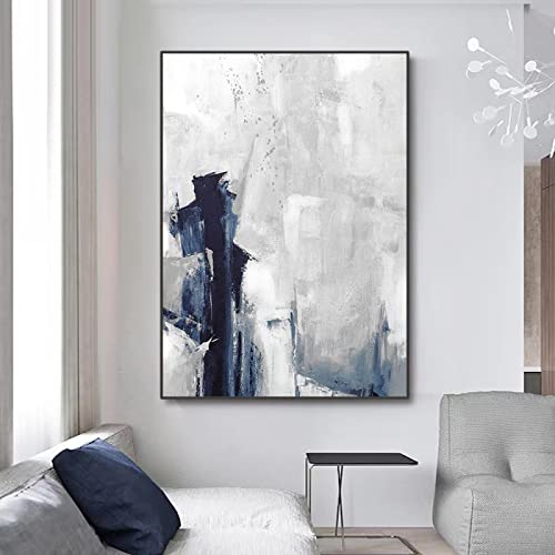 Peinture à l'huile bleu gris pour habiller un mur de salon vide