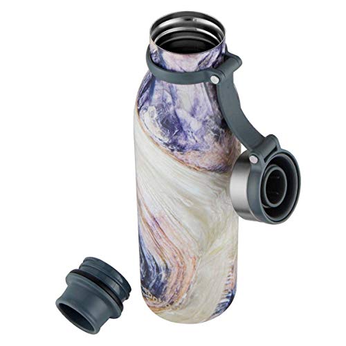 Contigo Couture Collection Vacuum-Insulated Stainless-Steel Water Bottle W/Tethered Lid, 20 Oz, Midnight Blue/Twilight Shell - 2 Pack #TOP2