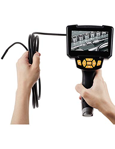 Endoscopio Industrial con Pantalla LCD de Alta definición de 4,3 Pulgadas, Cámara de boroscopio Impermeable de 5m con 6 Luces LED, Batería Recargable de 2600 mAh, Tarjeta TF de 32 GB Cover