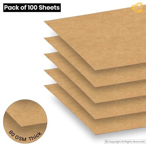 Image of Lakeer 80 GSM A4 Kraft /Craft Paper Sheets - Pack of 100, Brown Color for DIY Projects, Pencils, Crafting, Decorations