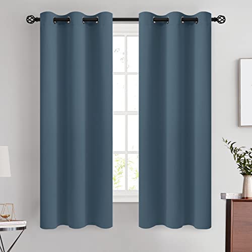 Image of COSVIYA Grommet Room Darkening Stone Blue Curtains 63 inch Long for Bedroom | Stone Blue Light Blocking Insulated Thermal Curtains for Living Room,Thick Polyester Window Drapes,42x63 inches, 2 Panels