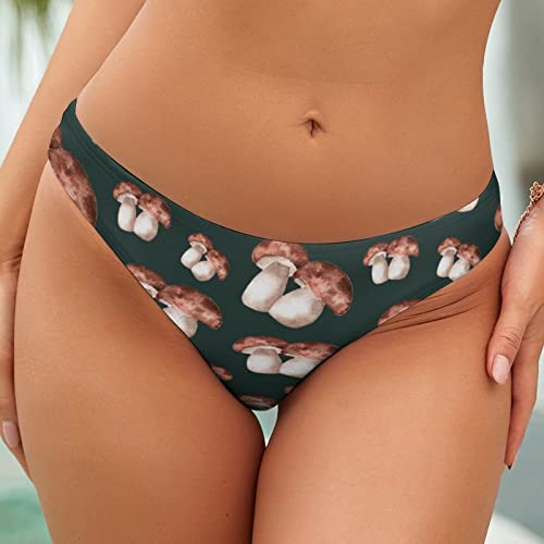 Porcini Mushroom Sexy Thong Panties G String Underwear T Back Low Rise for Women M - Image 3