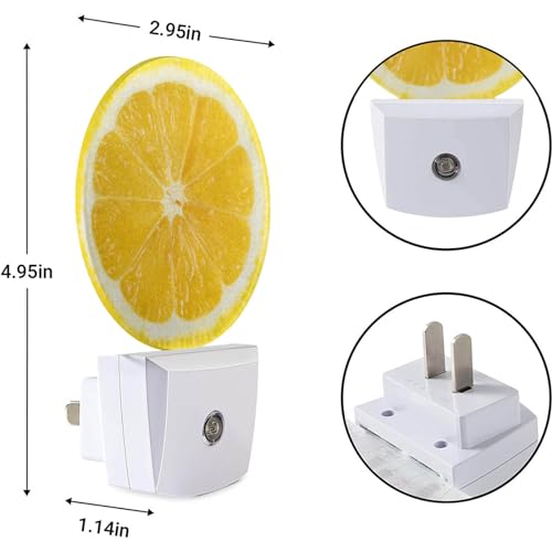Image of EKOBLA Yellow Lemon Slice Night Light, Funny Night Lights Plug into Wall with Dusk to Dawn Sensor, Cute Fruit Design Plug-in Nightlight for Bedroom Bathroom Hallway