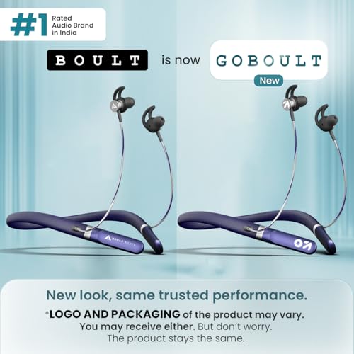 Image of GOBOULT FCharge Bluetooth Earphones 40H Playtime, Zen ENC Mic, Dual Connectivity, Type C Fast Charging,14.2mm Bass Driver, Made in India, IPX5, Silicon (Royal Blue)