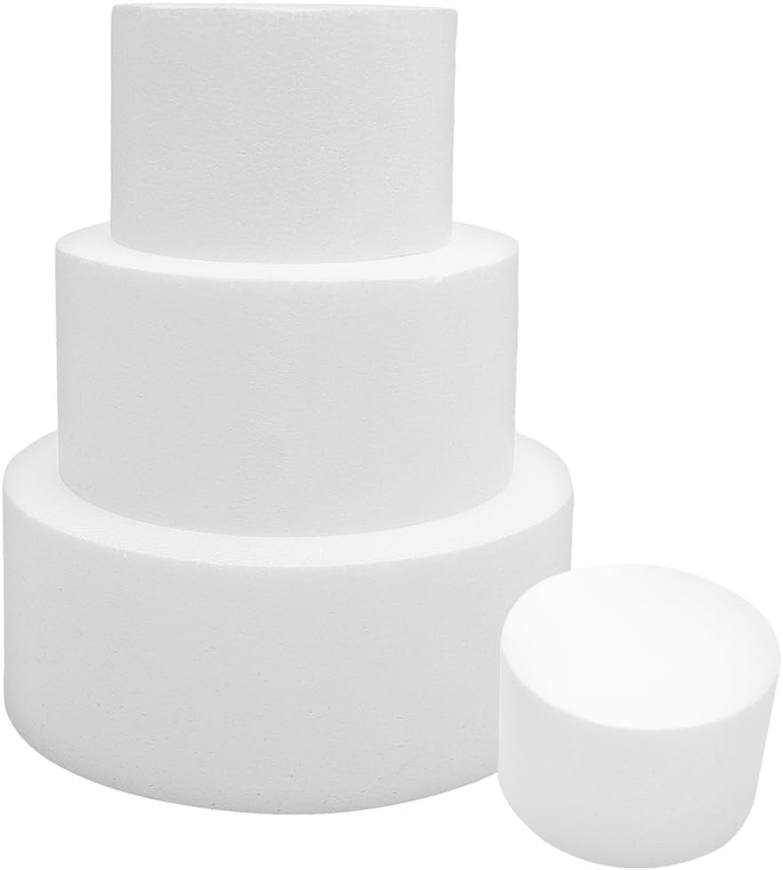 Round Foam Cake 4pcs White Baking Supplies Fake Cake Foam Styrofoa M Tier