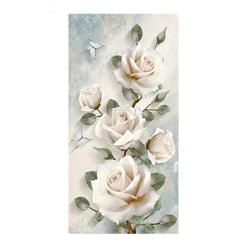 Broderie diamant pivoine blanche pour salon kit complet peinture 5D 50x150cm