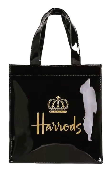 Harrods London Black Regal Crown Vintage Small Tote Bag Shopping Bag Rare Special Edition Eco-friendly Souvenir Gift Bag Small Handbag Shopping Shoulder Bag & Sought After