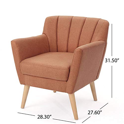 Christopher Knight Home Merel Mid-Century Modern Fabric Club Chair, Orange / Natural #TOP2